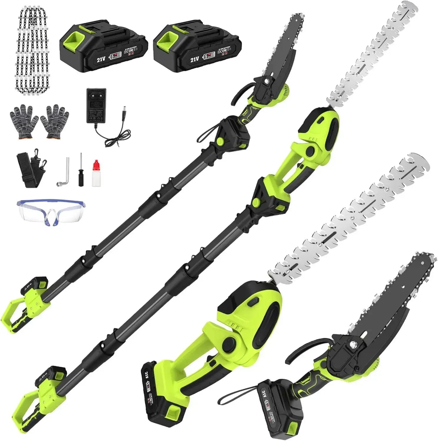 Akku Kettensäge & Heckenschere Set, 6 Zoll mit 2x 4000 mAh, für Gartenpflege und Holzarbeiten