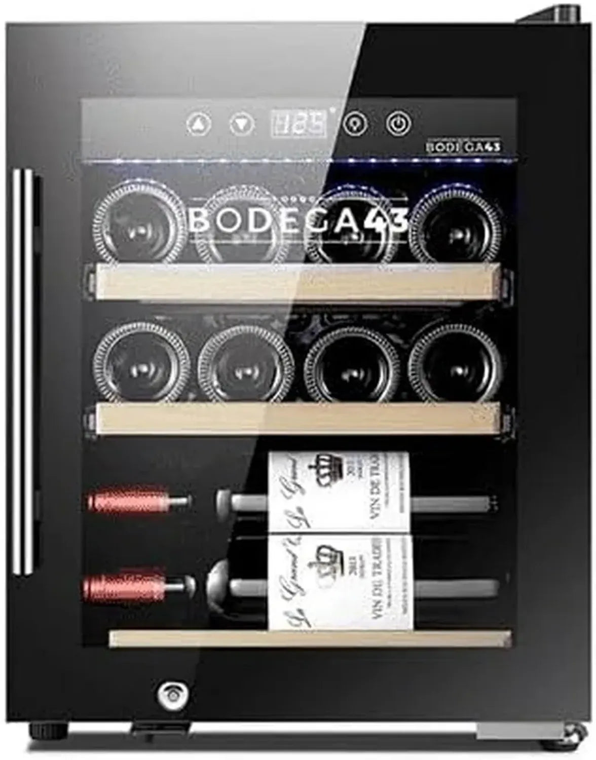 Kompakter 12-Flaschen-Weinkühlschrank, 33L, 5-20°C, Leise 41dB, Elegantes Buchenholz-Design