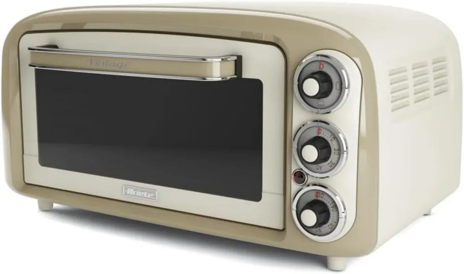 Ariete Retro-Ofen 979, 30 cm Pizza, 3 Backpositionen, 230°C, Timer, Edelstahlgrill, 1300W, Beige