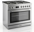 Gurari 90 cm Gas-Elektro-Standherd mit XXL 126L Backofen, 5 Kochfeldern inkl. WOK, Selbstreinigung