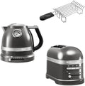 KitchenAid Artisan Frühstücksset: Wasserkocher, Toaster und Brötchenaufsatz in Medallion Silber