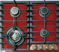 Kaiser Glaskeramik-Gaskochfeld KCG 6335 RotEm, Bordeaux, 3,8 kW Wok, Erd- und Flüssiggas-kompatibel, Bronze-Metallrahmen